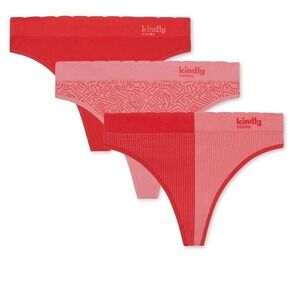 Kindly Yours Sustainable Seamless Thong 3-Pack Red Conch Pink XXXL 22 New